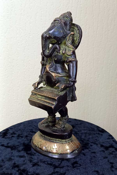 Ганеша музыкальный с фисгармонией, бронза, высота 21см-1