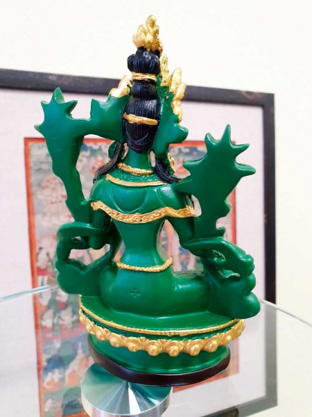 Зеленая Тара, буддийская статуэтка из полистоуна, высота 13,5см