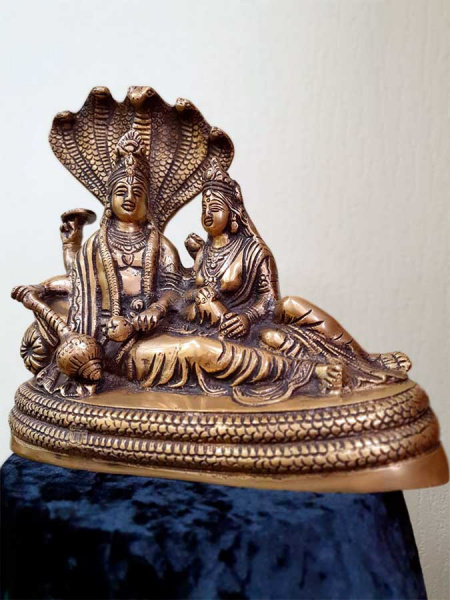 Вишну и Лакшми, индийская статуэтка из бронзы, размер 23х25см