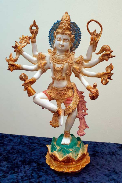 Шива танцующий восемь рук, бронза и эмаль, высота 43см