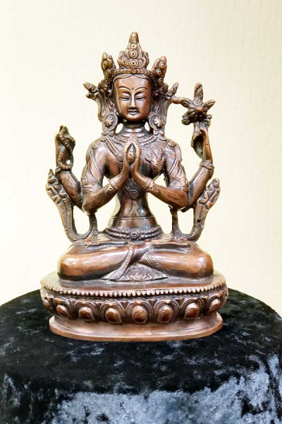 Авалокитешвара, буддийская статуэтка, медный сплав, высота 21см