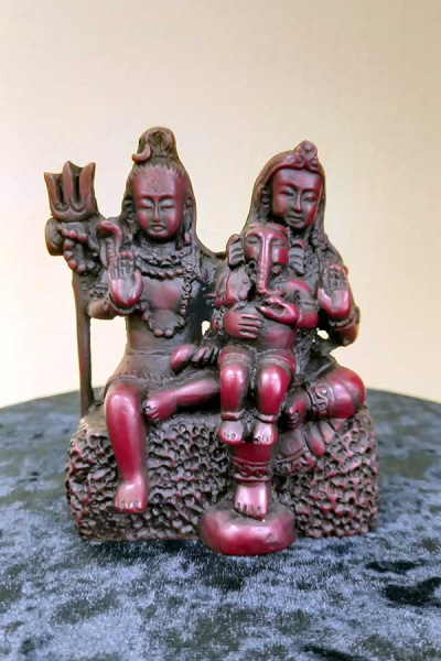 Шива, Парвати и Ганеш, статуэтка из полистоуна 9,5см