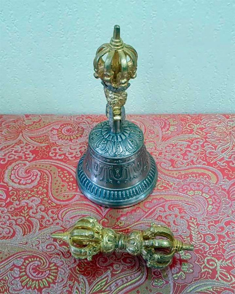 Буддийский колокол с ваджрой в комплекте-2