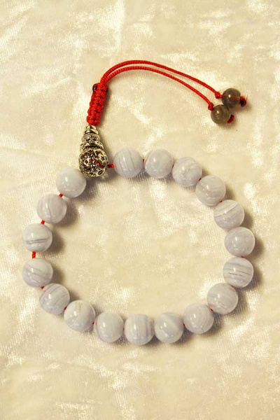 Четки браслет из голубого агата 18 бусин, д=10 мм