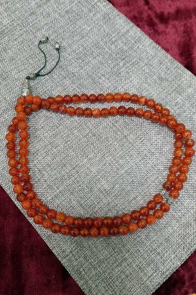 Буддийские четки из сердолика с разделителями 108 бус, д=8мм-2