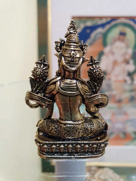 Зелёная Тара статуэтка бронза литьё, высота 5,5см