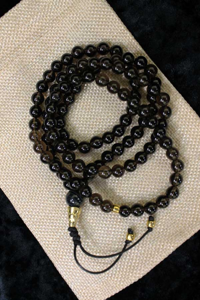 Четки из раухтопаза темного 108 бусин с разделителем, д=8мм