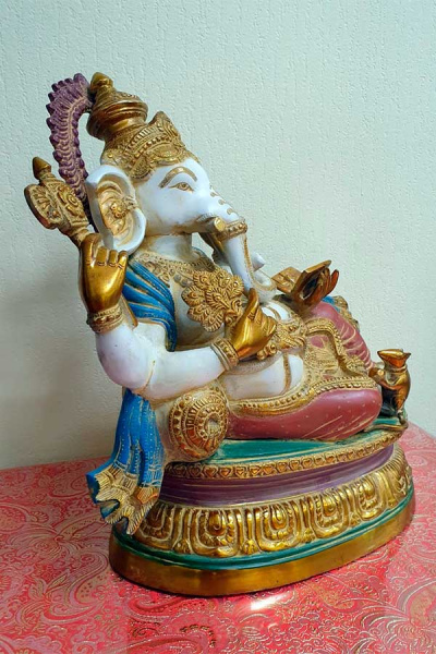 Ганеша, большая статуэтка, бронза с эмалью, Индия