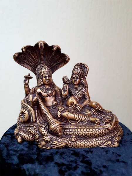 Вишну и Лакшми, статуэтка индийская из бронзы, размер 15х17см