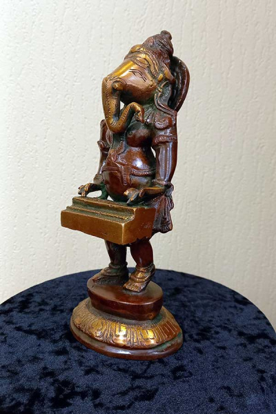 Ганеша музыкальный с фисгармонией, бронза, высота 21см-2